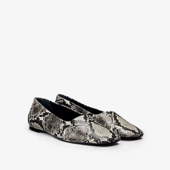 Reformation Inez Snakeskin Square Toe Ballet Flat - Picture 2 of 9